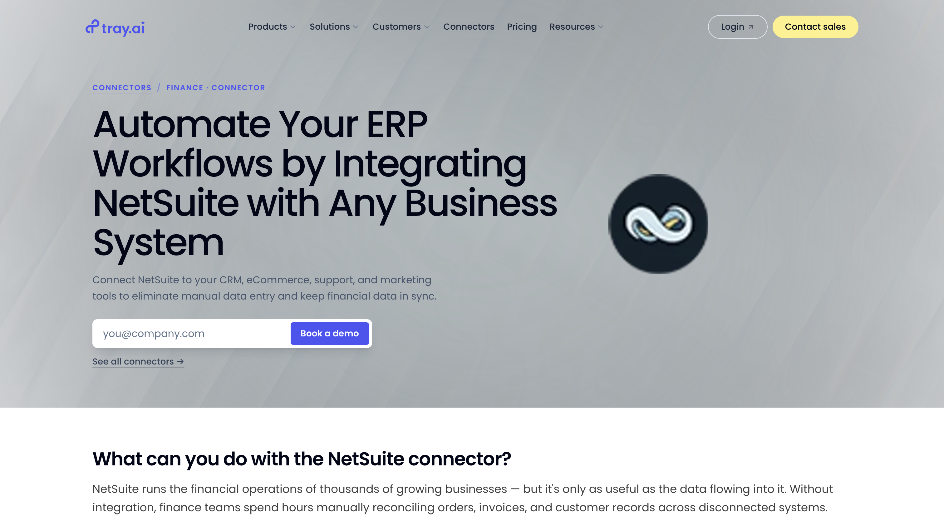 Tray.ai NetSuite MCP connector page